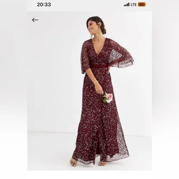 wine sequin bridesmaid dresses Kira Cowl Back Sequin Maxi Dress main image 0